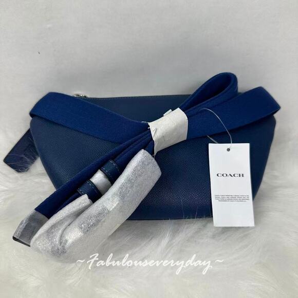 Coach Men's Belt Bag With Signature Canvas Interior Detail Deep Blue CM334 NWT - Picture 3 of 9